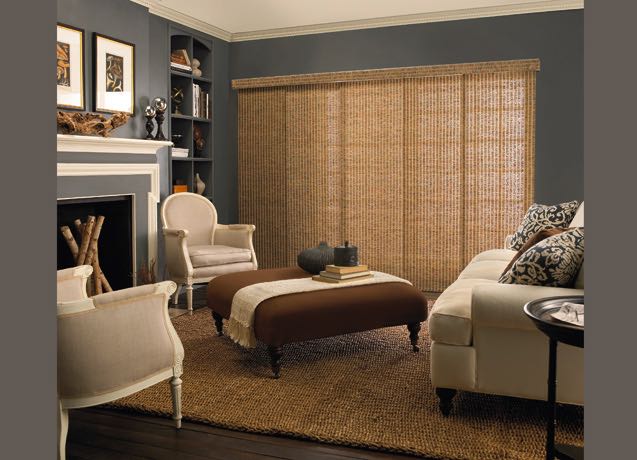 Boston Family room with gray walls and textured sliding panel tracks.